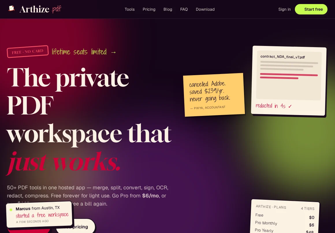 arthize.com as it renders on its own server.